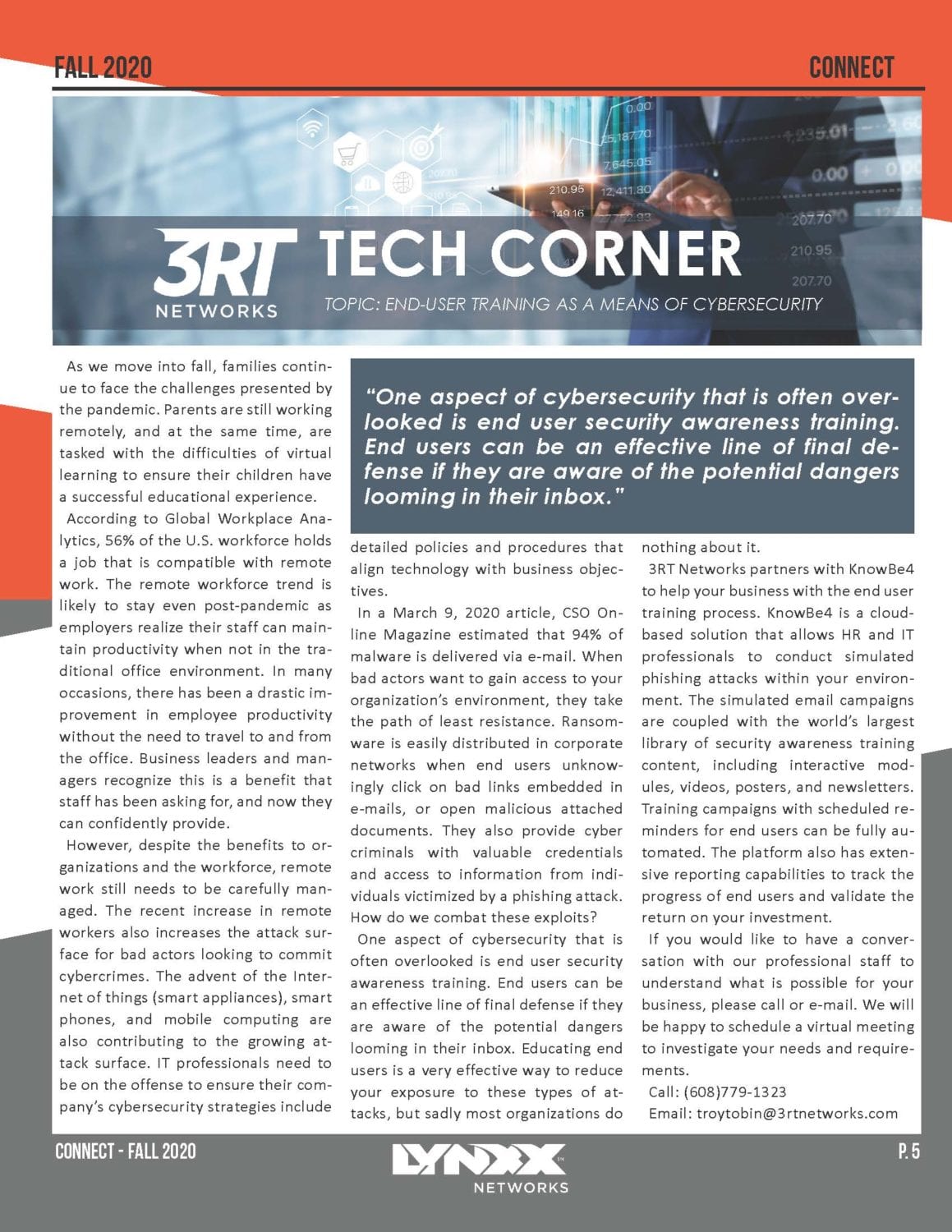 Connect Newsletter Fall 2020 Business P. 5 3RT Tech Corner